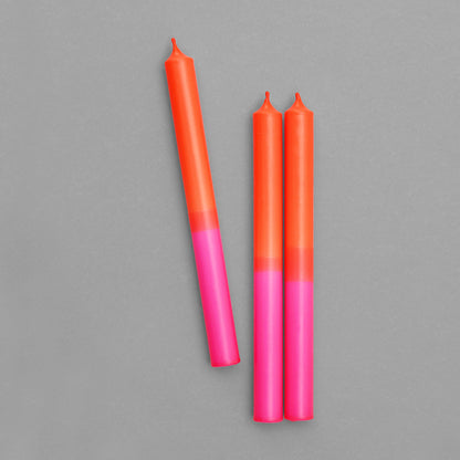 NEONKNALLER | 3er-Set Stabkerzen | Neonpink + Neonorange