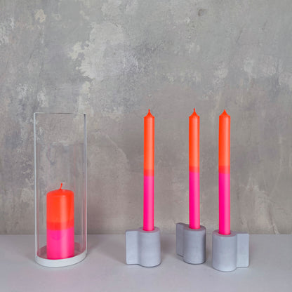 NEONKNALLER | 3er-Set Stabkerzen | Neonpink + Neonorange